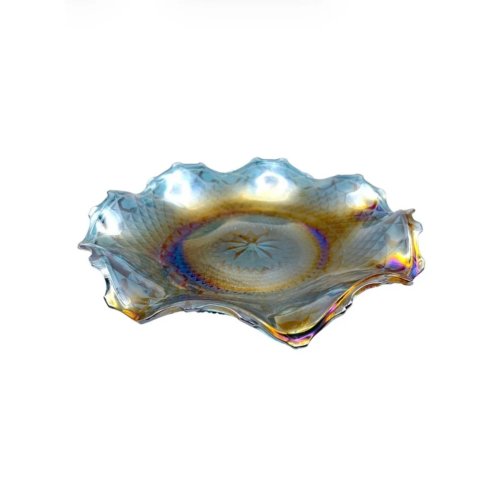 Vintage Blue Carnival Glass 10